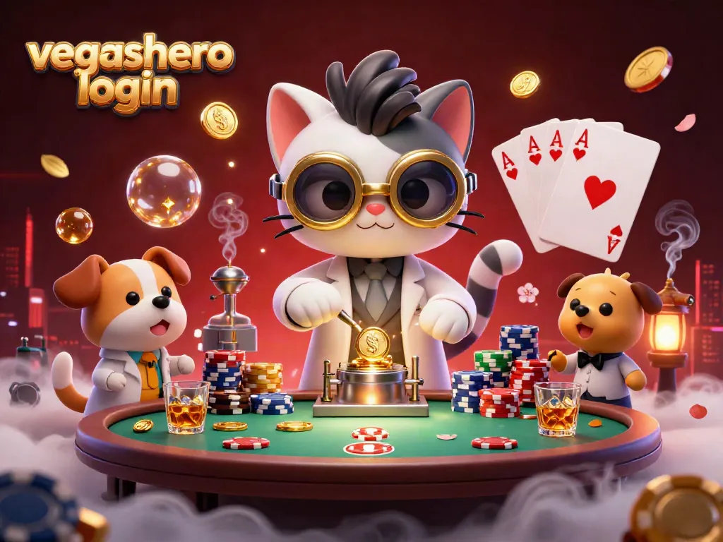 Experience the excitement of gambling with vegashero login, featuring a mad scientist cat and poker elements.
