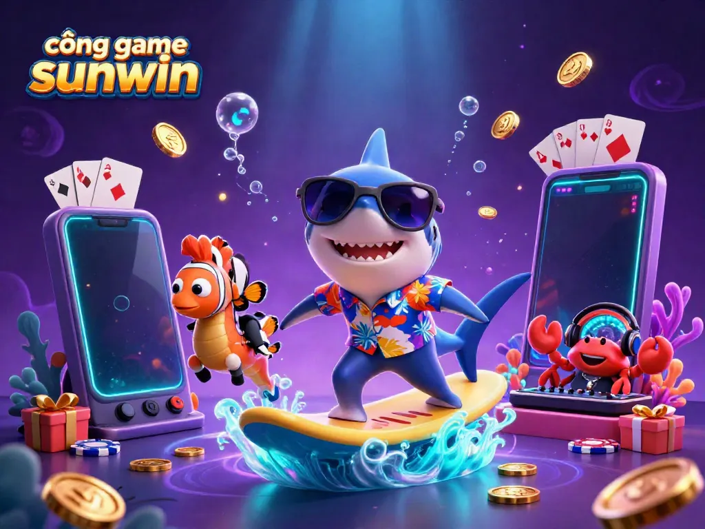 Experience thrilling moments at cổng game sunwin with its vibrant underwater casino scene and joyful characters.