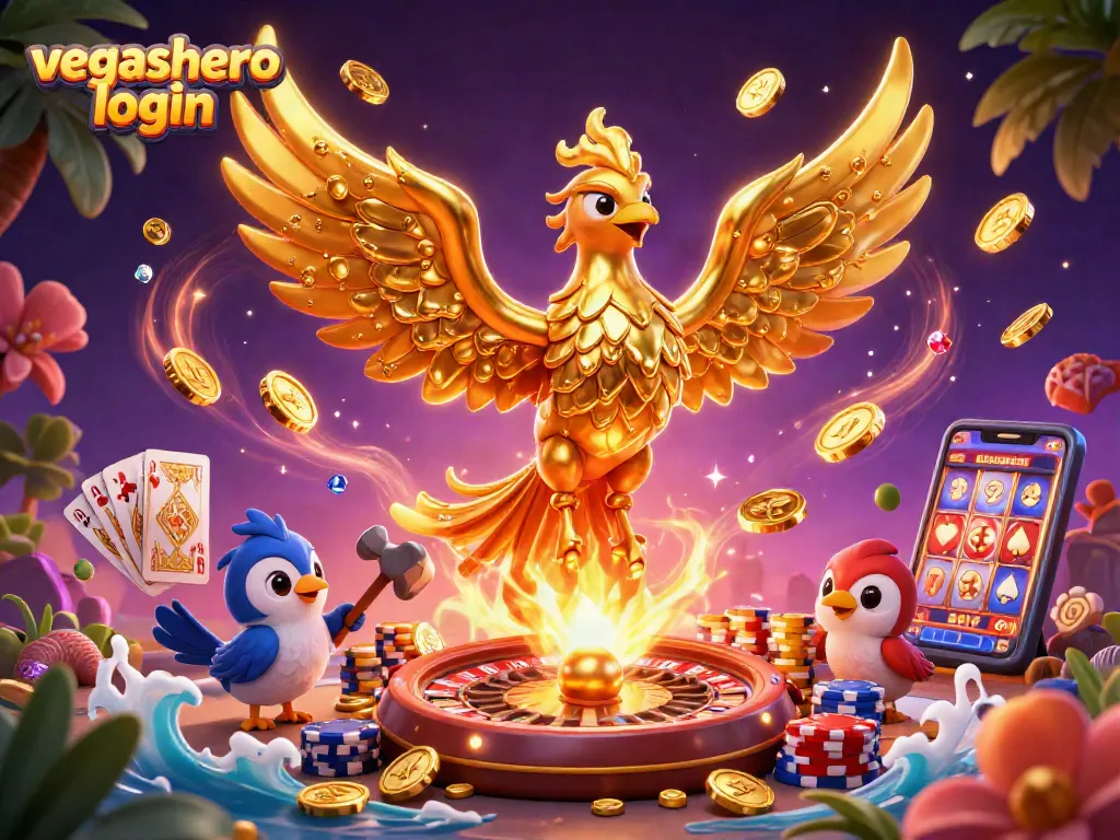 Experience thrilling gameplay with vegashero login as golden phoenix and sparrows create a casino spectacle.