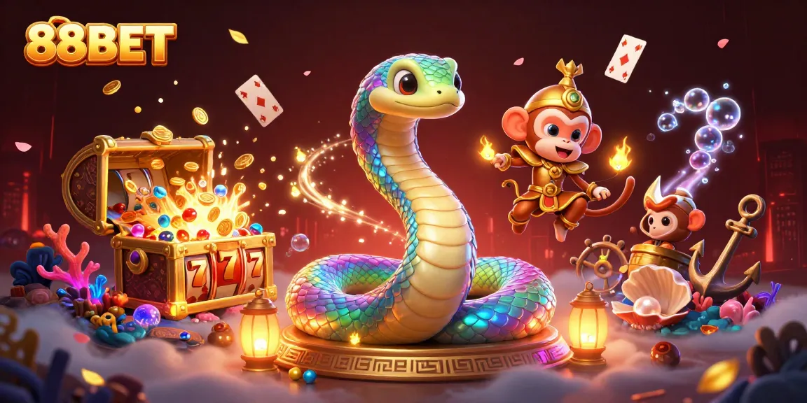 Join the excitement at 88BET with captivating visuals of casino-themed adventure.