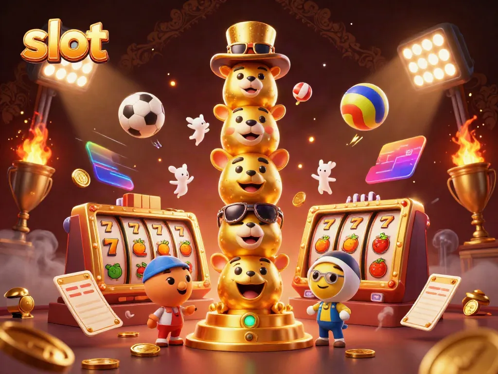 Winning slot games with animated golden totem and vibrant sports elements