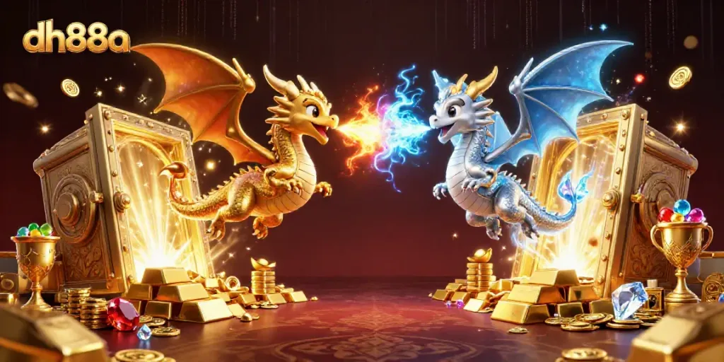 Engage in thrilling gaming with dh88a, showcasing golden dragons and sparkling treasures.